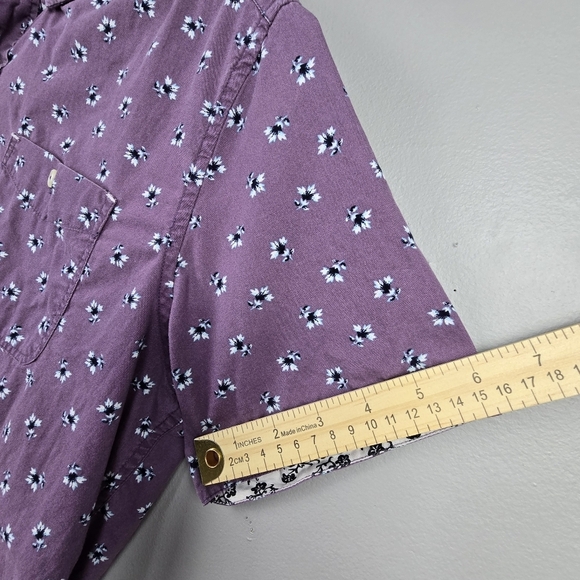 7DIAMONDS All Over Floral Print Short Sleeve Button Down Purple‎ Men Sz M Preppy - Picture 11 of 13